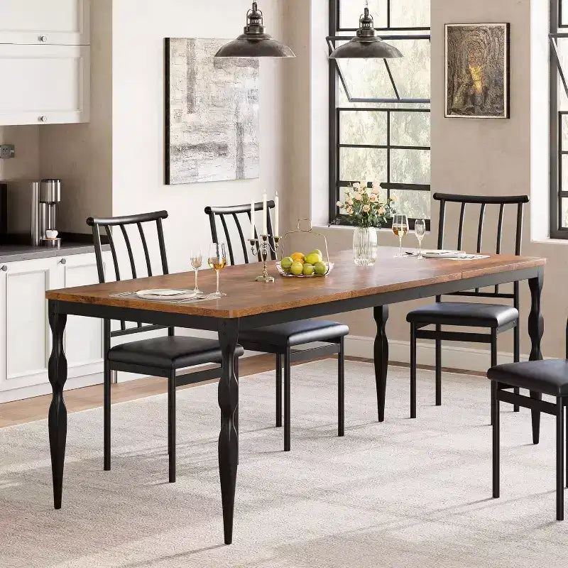 Rectangular Dining Table for 6, 78.8 Inch Rustic Farmhouse Kitchen Table,Long Wooden Dining Room Table, Dinette and Dinner Desk for Party,Big Family