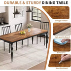 Rectangular Dining Table for 6, 78.8 Inch Rustic Farmhouse Kitchen Table,Long Wooden Dining Room Table, Dinette and Dinner Desk for Party,Big Family