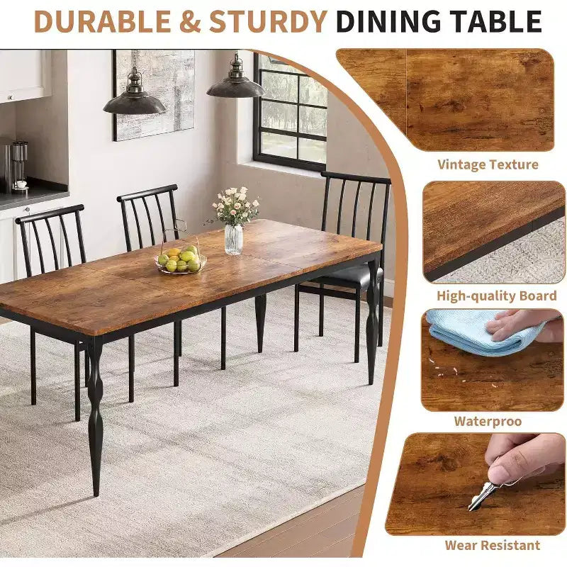 Rectangular Dining Table for 6, 78.8 Inch Rustic Farmhouse Kitchen Table,Long Wooden Dining Room Table, Dinette and Dinner Desk for Party,Big Family