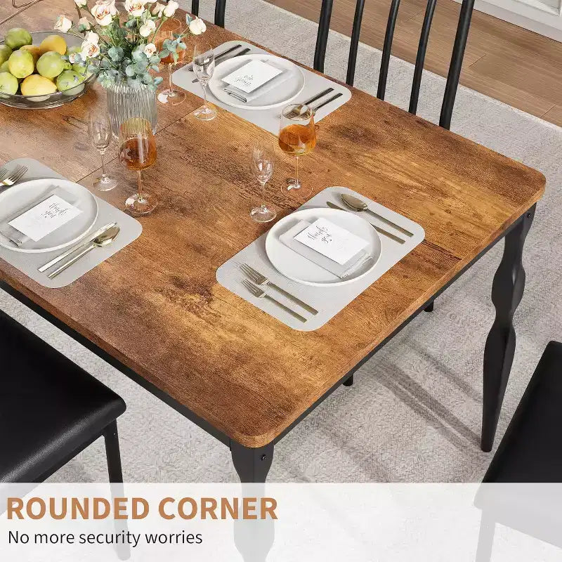 Rectangular Dining Table for 6, 78.8 Inch Rustic Farmhouse Kitchen Table,Long Wooden Dining Room Table, Dinette and Dinner Desk for Party,Big Family