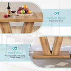TUYOHW Farmhouse Dining Table for 4-6,Rectangular Kitchen Table with 1.57 Thick Top & Triangle Support,47.2 L,Walnut+Brown