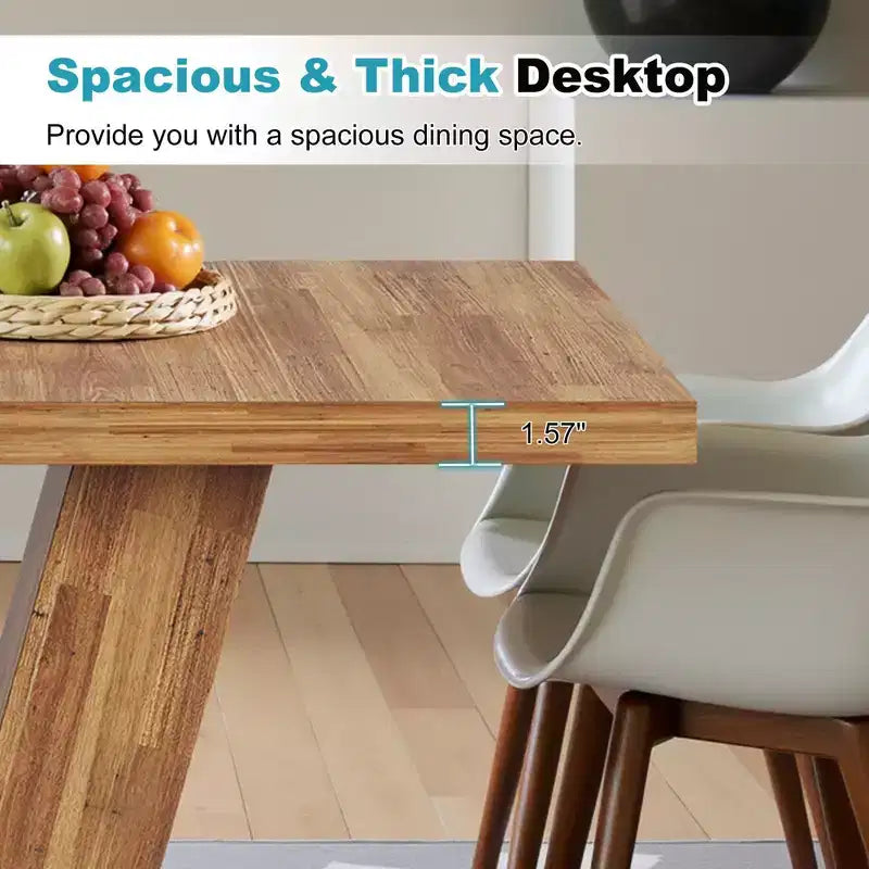 TUYOHW Farmhouse Dining Table for 4-6,Rectangular Kitchen Table with 1.57 Thick Top & Triangle Support,47.2 L,Walnut+Brown