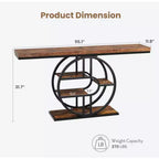 55 Industrial Entryway Table with 5-Tier Storage - O-Shaped Metal Frame Console for Hallway Living Room