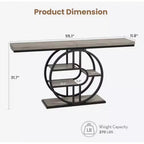 55 Industrial Entryway Table with 5-Tier Storage - O-Shaped Metal Frame Console for Hallway Living Room