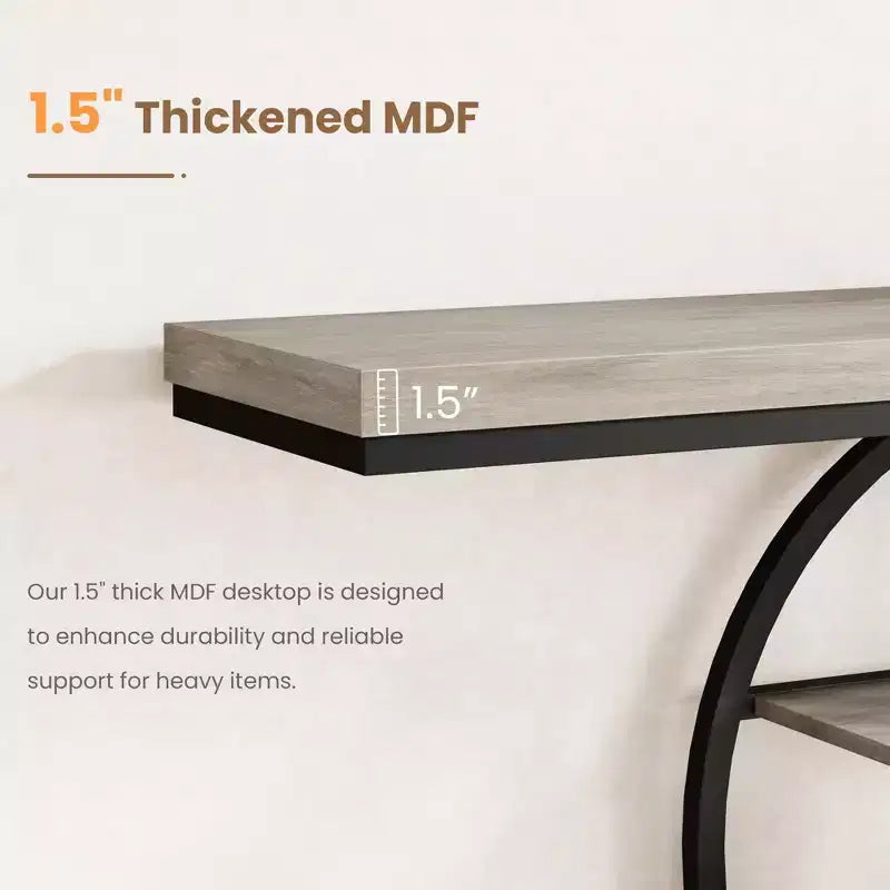 55 Industrial Entryway Table with 5-Tier Storage - O-Shaped Metal Frame Console for Hallway Living Room