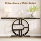 55 Industrial Entryway Table with 5-Tier Storage - O-Shaped Metal Frame Console for Hallway Living Room