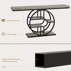 55 Industrial Entryway Table with 5-Tier Storage - O-Shaped Metal Frame Console for Hallway Living Room