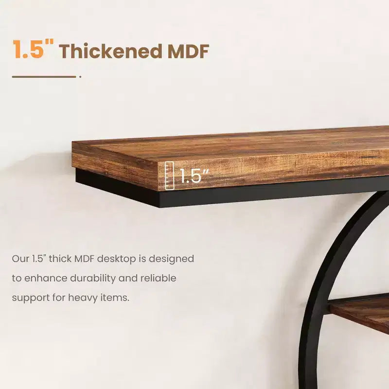 55 Industrial Entryway Table with 5-Tier Storage - O-Shaped Metal Frame Console for Hallway Living Room