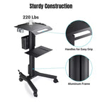 Yescom Mobile Laptop Cart Trolley with Front Display Panel for Lab Conference