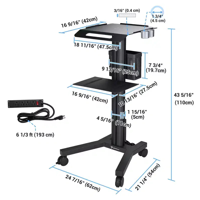 Yescom Mobile Laptop Cart Trolley with Front Display Panel for Lab Conference