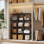 12-Cube Metal Storage Shelf, Wire Cube Storage Organizer, for Closet Study Bedroom Office