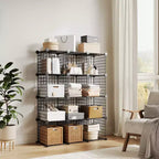 12-Cube Metal Storage Shelf, Wire Cube Storage Organizer, for Closet Study Bedroom Office