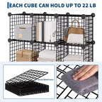 12-Cube Metal Storage Shelf, Wire Cube Storage Organizer, for Closet Study Bedroom Office