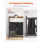 2 Section Rolling Laundry Sorter with Wood Top and Removable Hamper Bags