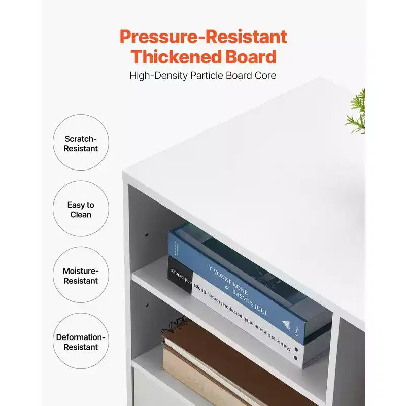 2-Drawer Wooden File Cabinet with Wheels Lockable Lateral Filing with Open Shelves Printer Stand White