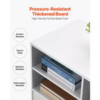2-Drawer Wooden File Cabinet with Wheels Lockable Lateral Filing with Open Shelves Printer Stand White