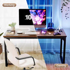 Dyonery Computer Desk, 1.2 Thick Desktop, Heavy-Duty Metal Frame, Large Home Office & Gaming Desk, Rustic Brown