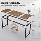 Dyonery Computer Desk, 1.2 Thick Desktop, Heavy-Duty Metal Frame, Large Home Office & Gaming Desk, Rustic Brown