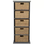 The Lakeside Collection Wooden Shelving Unit with Seagrass Drawers -