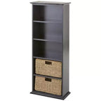 The Lakeside Collection Wooden Shelving Unit with Seagrass Drawers -