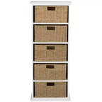 The Lakeside Collection Wooden Shelving Unit with Seagrass Drawers -