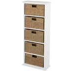 The Lakeside Collection Wooden Shelving Unit with Seagrass Drawers -