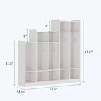 5-Section Classroom Coat Locker with 9 Cubbies, Daycare Cubby Storage Organizer with 10 Hooks for Home, School, Nursery, Kindergarten