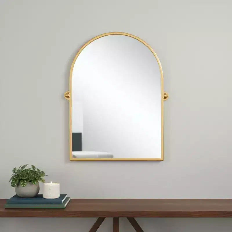 HomeRoots 36 Gold Metal Arch Tilting Framed Accent Mirror