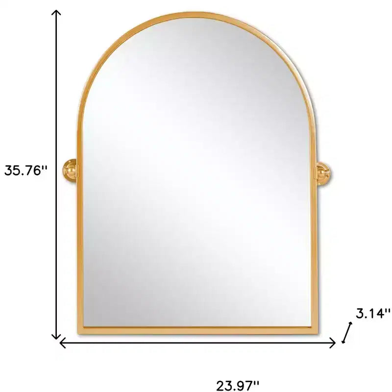 HomeRoots 36 Gold Metal Arch Tilting Framed Accent Mirror