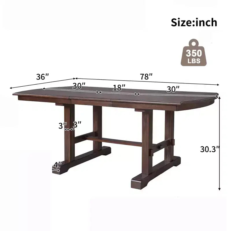 GDF Studio Vaughn 60-78 Extendable Dining Table with Removable Leaf, Large Expanding Table for 4-8