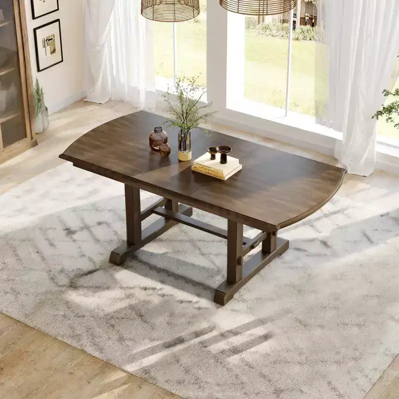 GDF Studio Vaughn 60-78 Extendable Dining Table with Removable Leaf, Large Expanding Table for 4-8