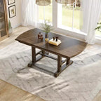 GDF Studio Vaughn 60-78 Extendable Dining Table with Removable Leaf, Large Expanding Table for 4-8