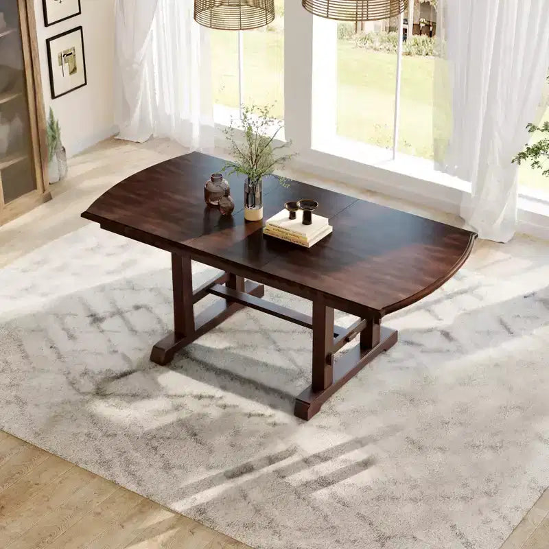 GDF Studio Vaughn 60-78 Extendable Dining Table with Removable Leaf, Large Expanding Table for 4-8