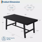 Industrial Dining Table for 4-6 People, 63 Long Wooden Kitchen Table with Sturdy Metal Frame & Rustic Brown Finish - Seats 4 Rectangular Counter