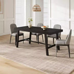 Industrial Dining Table for 4-6 People, 63 Long Wooden Kitchen Table with Sturdy Metal Frame & Rustic Brown Finish - Seats 4 Rectangular Counter