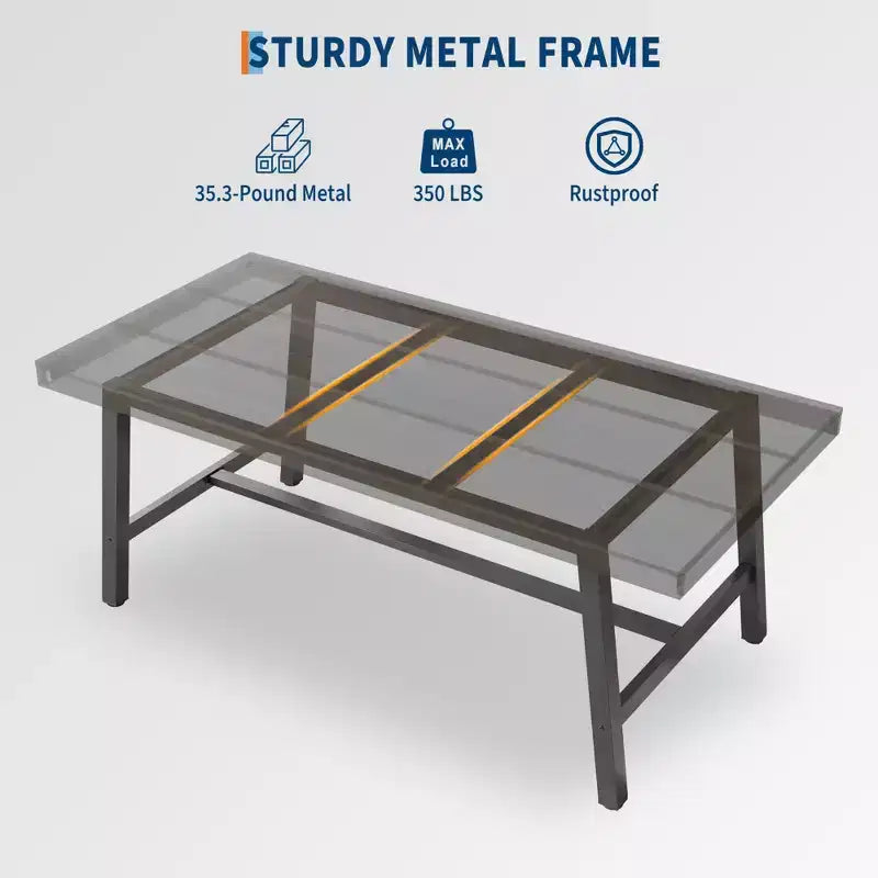 Industrial Dining Table for 4-6 People, 63 Long Wooden Kitchen Table with Sturdy Metal Frame & Rustic Brown Finish - Seats 4 Rectangular Counter