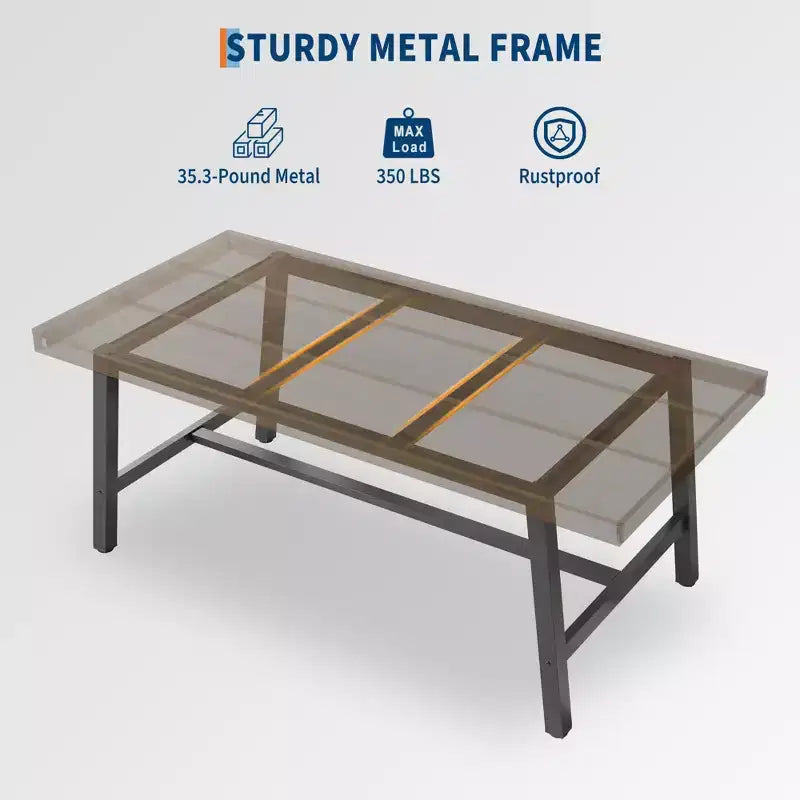 Industrial Dining Table for 4-6 People, 63 Long Wooden Kitchen Table with Sturdy Metal Frame & Rustic Brown Finish - Seats 4 Rectangular Counter