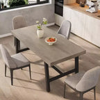 Industrial Dining Table for 4-6 People, 63 Long Wooden Kitchen Table with Sturdy Metal Frame & Rustic Brown Finish - Seats 4 Rectangular Counter