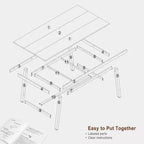 Industrial Dining Table for 4-6 People, 63 Long Wooden Kitchen Table with Sturdy Metal Frame & Rustic Brown Finish - Seats 4 Rectangular Counter