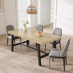 Industrial Dining Table for 4-6 People, 63 Long Wooden Kitchen Table with Sturdy Metal Frame & Rustic Brown Finish - Seats 4 Rectangular Counter