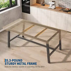 Industrial Dining Table for 4-6 People, 63 Long Wooden Kitchen Table with Sturdy Metal Frame & Rustic Brown Finish - Seats 4 Rectangular Counter
