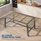 Industrial Dining Table for 4-6 People, 63 Long Wooden Kitchen Table with Sturdy Metal Frame & Rustic Brown Finish - Seats 4 Rectangular Counter