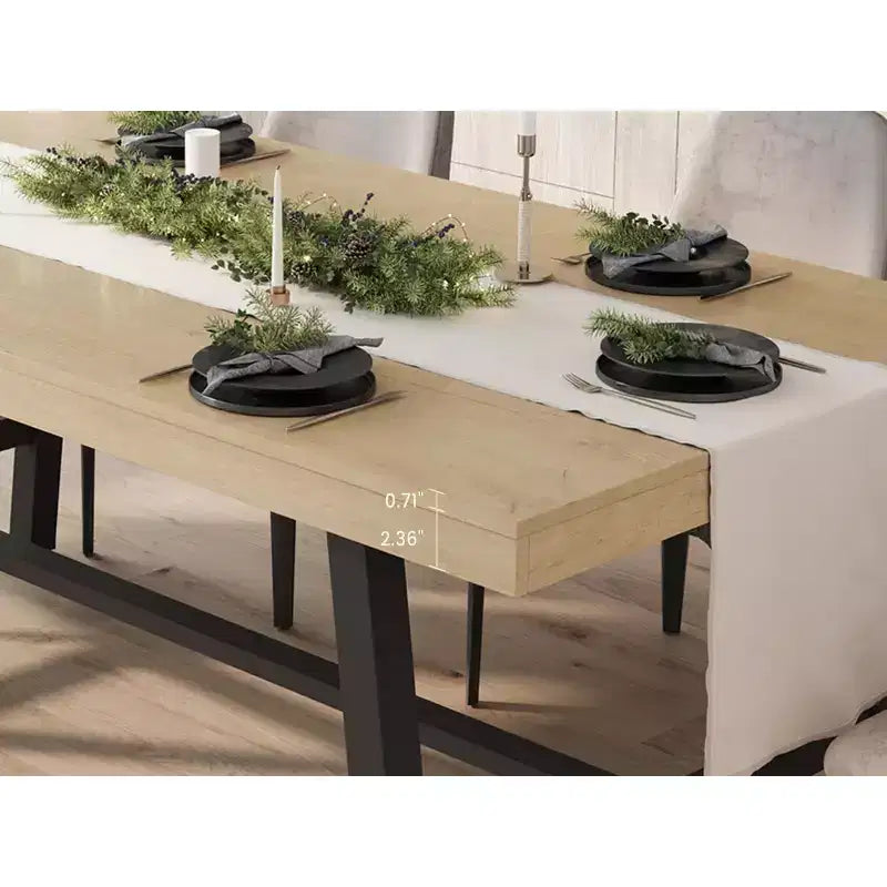 Industrial Dining Table for 4-6 People, 63 Long Wooden Kitchen Table with Sturdy Metal Frame & Rustic Brown Finish - Seats 4 Rectangular Counter