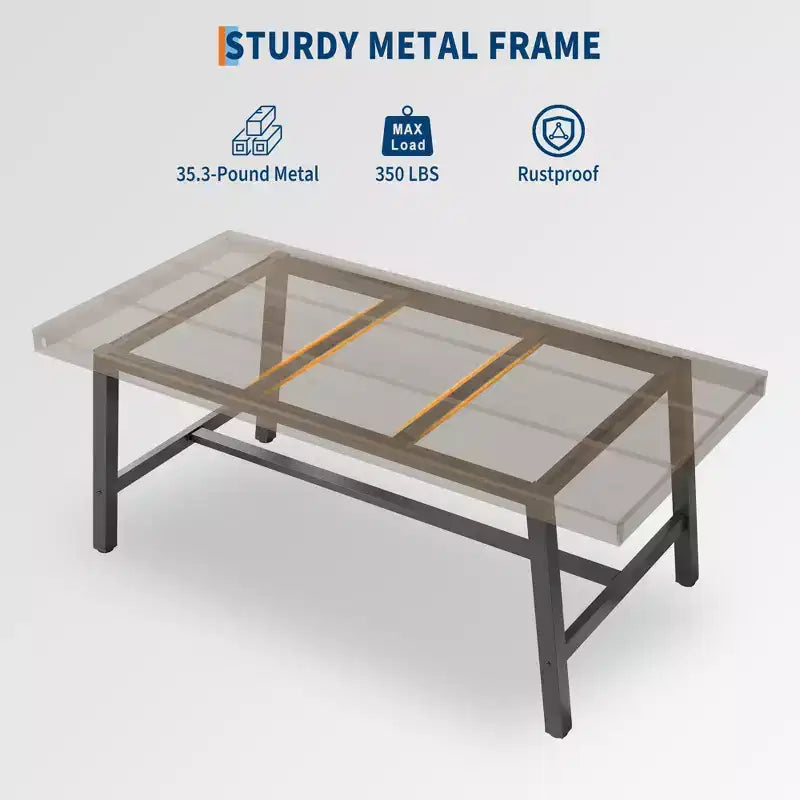 Industrial Dining Table for 4-6 People, 63 Long Wooden Kitchen Table with Sturdy Metal Frame & Rustic Brown Finish - Seats 4 Rectangular Counter