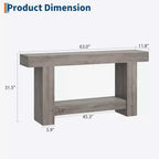 Entryway Console Table, Farmhouse 2-Tier Entryway Table, Long Sofa Accent Table Behind Couch Table with Open Storage for Entrance, Living Room, 63