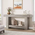Entryway Console Table, Farmhouse 2-Tier Entryway Table, Long Sofa Accent Table Behind Couch Table with Open Storage for Entrance, Living Room, 63