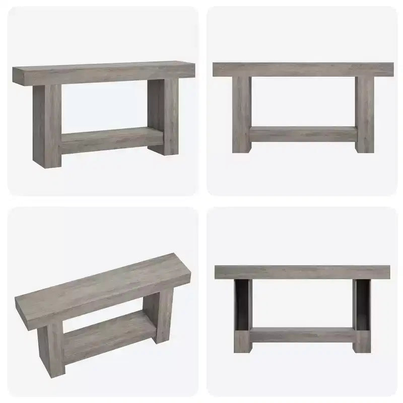 Entryway Console Table, Farmhouse 2-Tier Entryway Table, Long Sofa Accent Table Behind Couch Table with Open Storage for Entrance, Living Room, 63