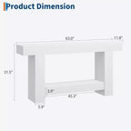 Entryway Console Table, Farmhouse 2-Tier Entryway Table, Long Sofa Accent Table Behind Couch Table with Open Storage for Entrance, Living Room, 63