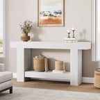 Entryway Console Table, Farmhouse 2-Tier Entryway Table, Long Sofa Accent Table Behind Couch Table with Open Storage for Entrance, Living Room, 63