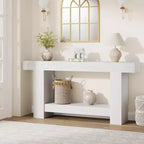 Entryway Console Table, Farmhouse 2-Tier Entryway Table, Long Sofa Accent Table Behind Couch Table with Open Storage for Entrance, Living Room, 63